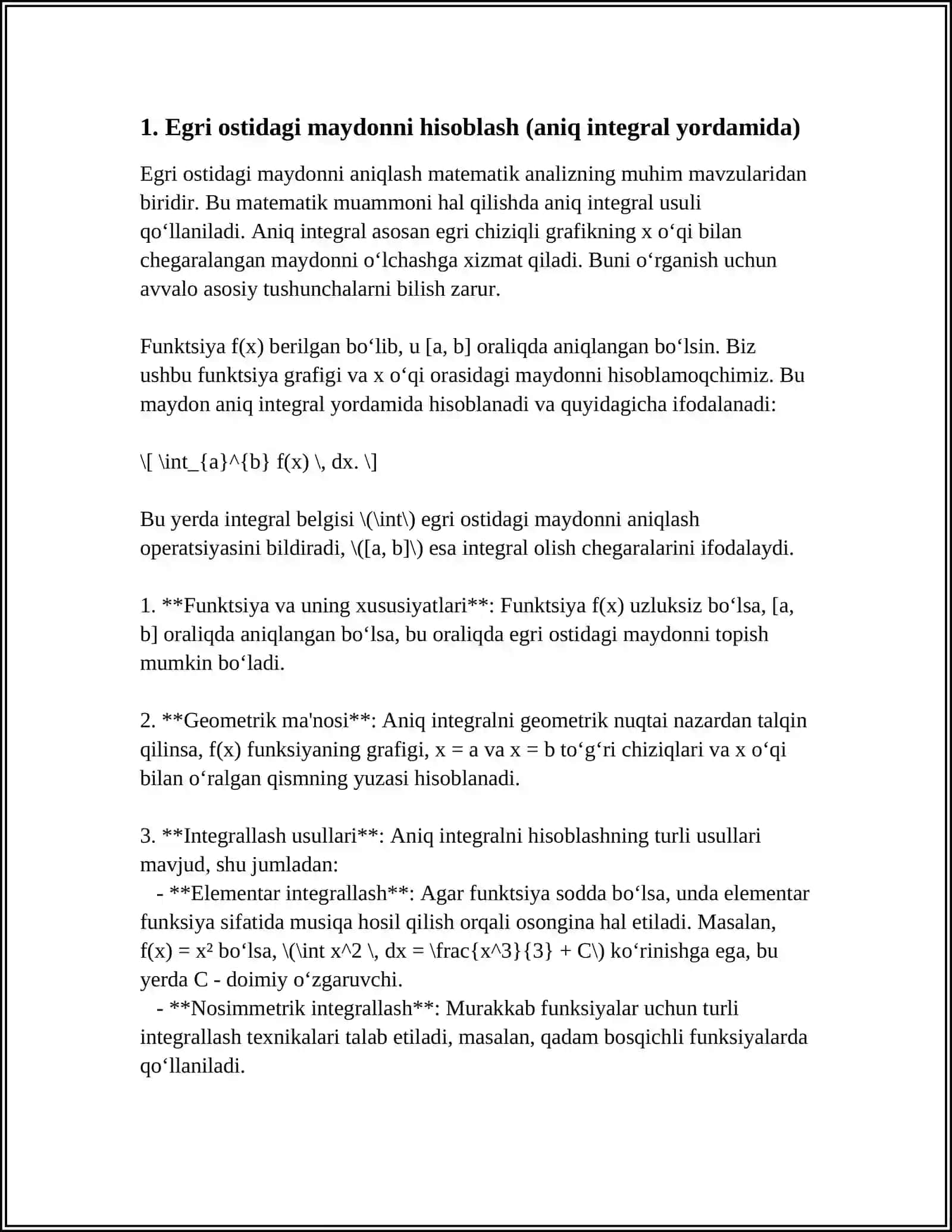 ANIQ INTEGRALLAR TADBIQLARI 3