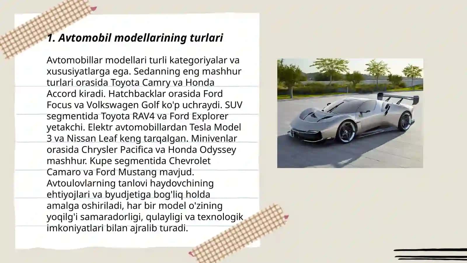 Avtomobil modellarining turlari 3