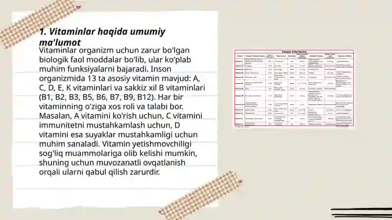 Vitamin va Mineral haqida ummumiy malumot 3