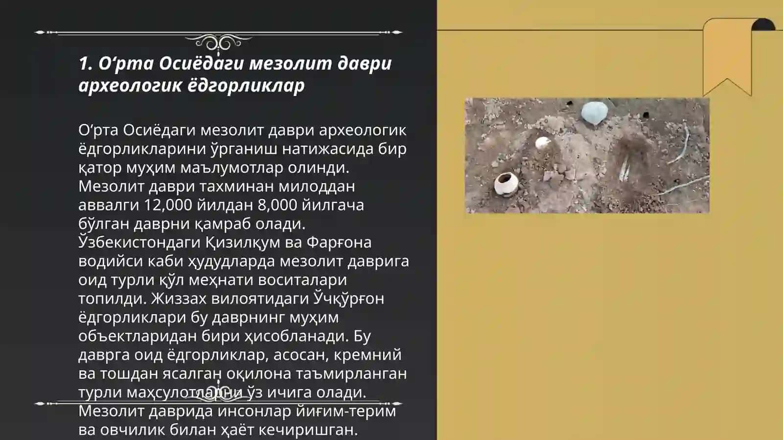 Оʻрта Осиёдаги мезолит даври археологик ёдгорликлар 3