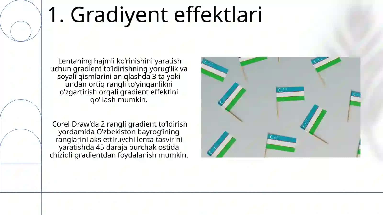 Corel Draw dasturida O'zbekiston bayrog'i ranglarida lenta tasvirini yaratish 3
