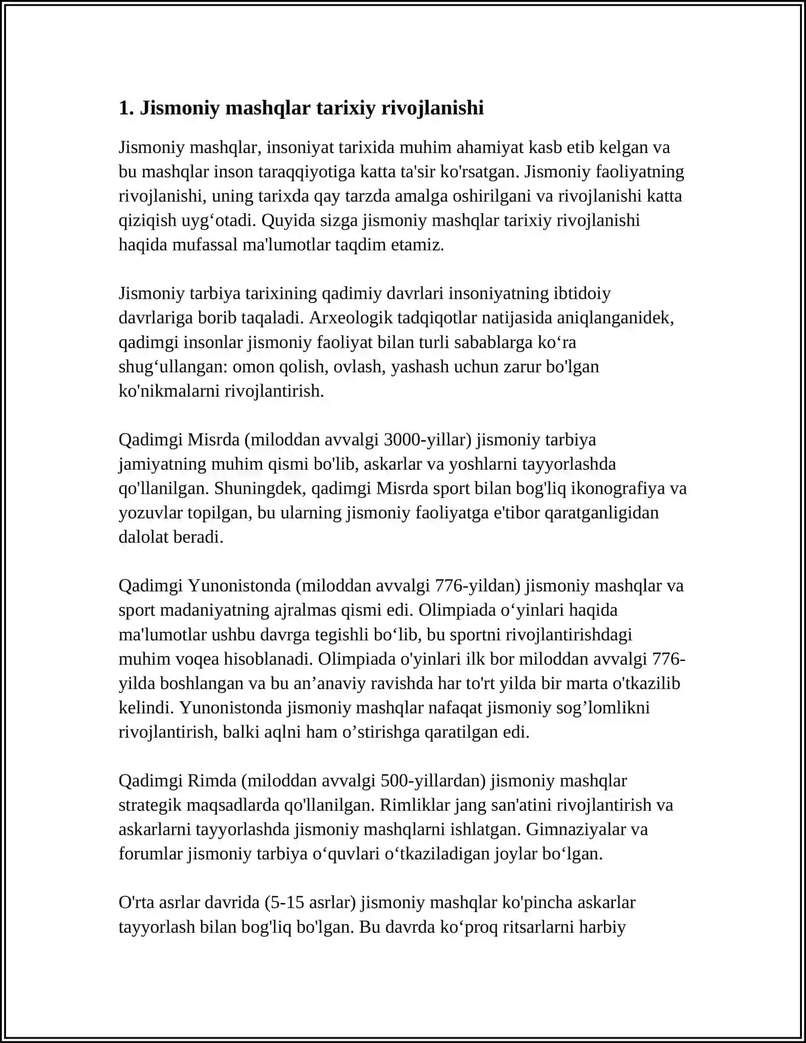 Jismoniy mashqlar tarixiy rivojlanishi 3