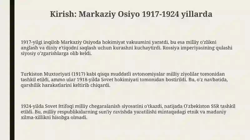 Ma'naviyat va milliylik uchun kurash.1917-1924-yillar 3