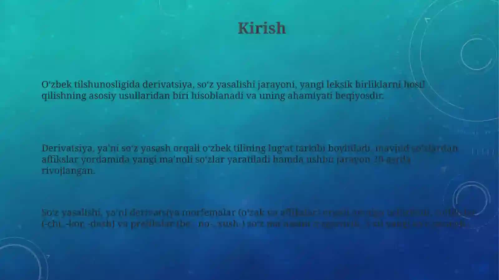 O’zbek tilida derivatsiyasi 3