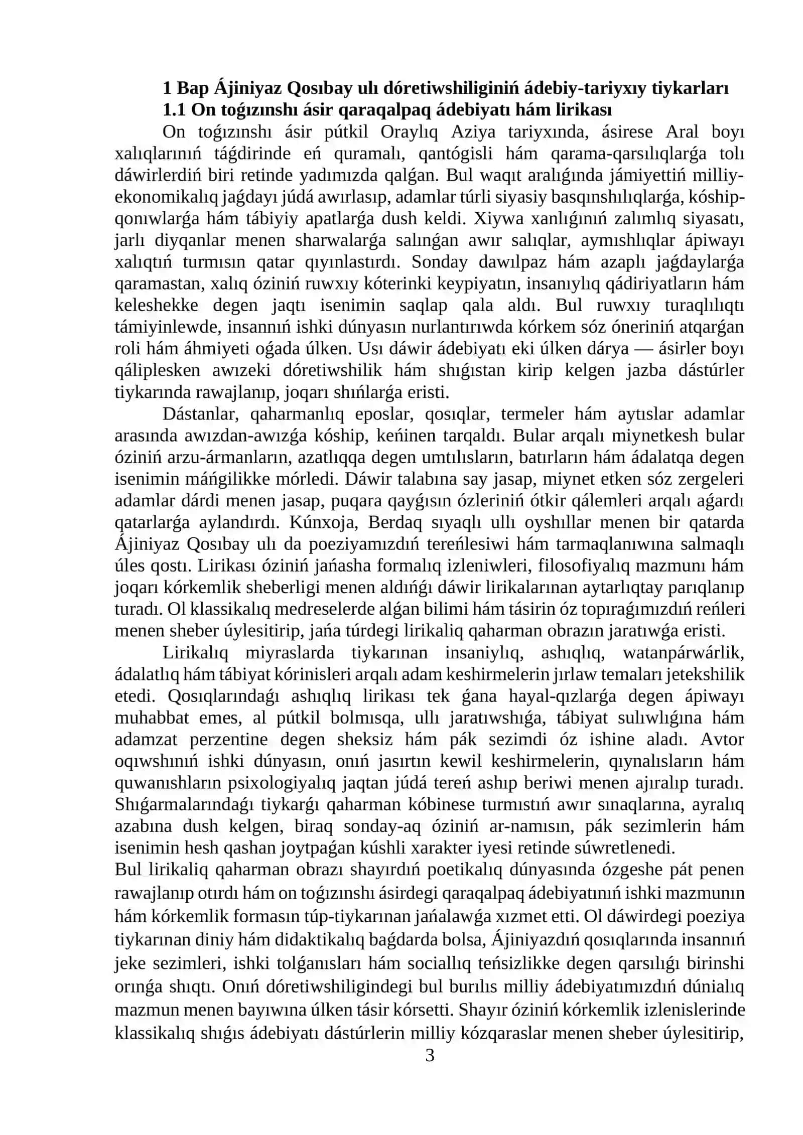 Ájiniyaz dóretiwshiliginde muxammesler 3
