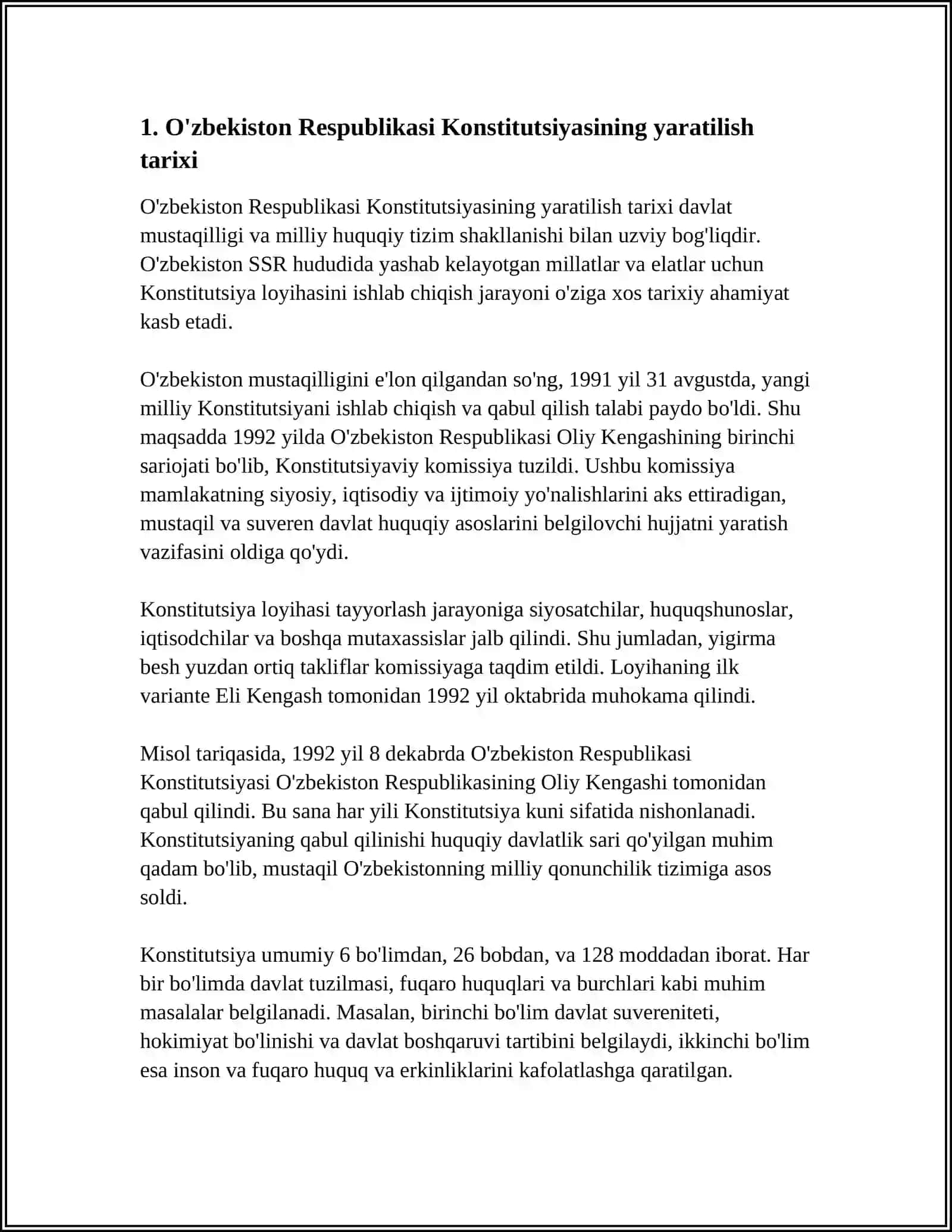 O'ZBEKISTON RESPUBLIKASI KUNSTITUTSIYASINING MAZMUNI VA ASOSIY JIHATI 3