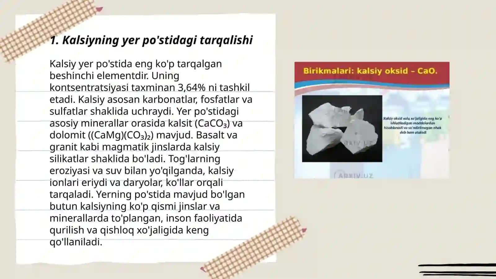 Kalsiy geokimyosi 3