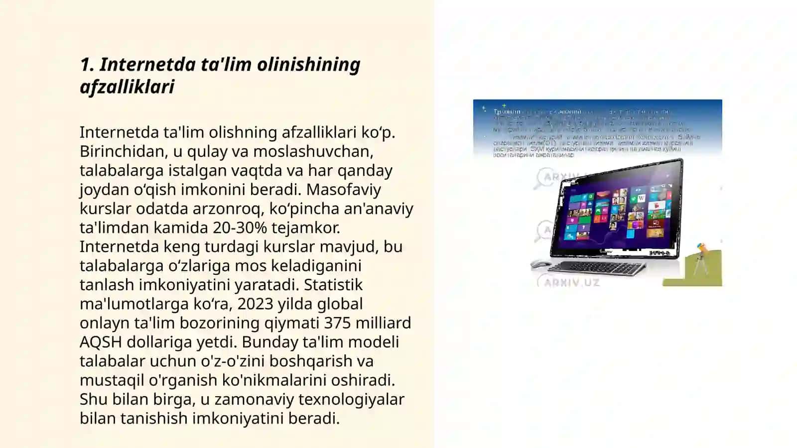 Internetda ta'lim olinishining afzalliklari 3