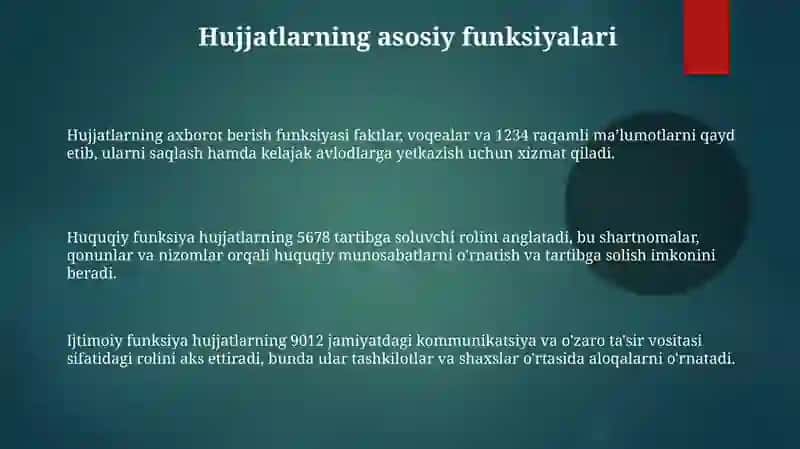 Hujjatlarning vazifasi 3