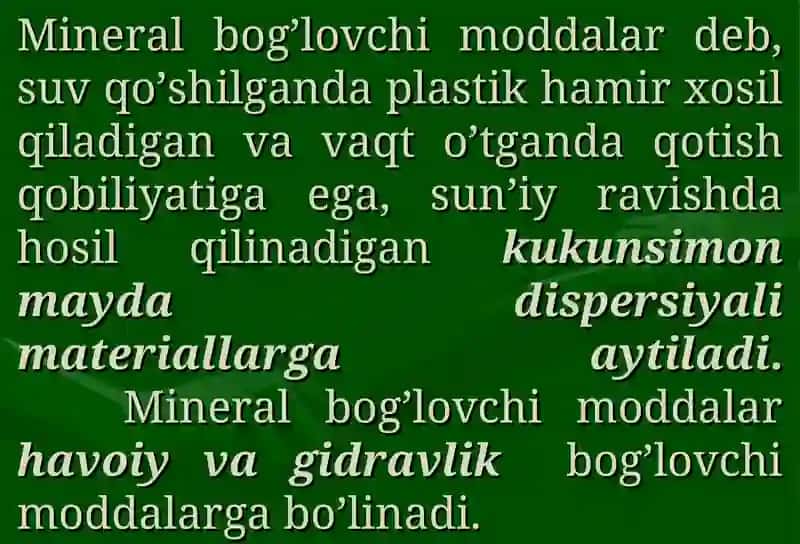 MINERAL BOG’LOVCHI MODDALAR. Нavoiy bog’lovchi moddalar. 3