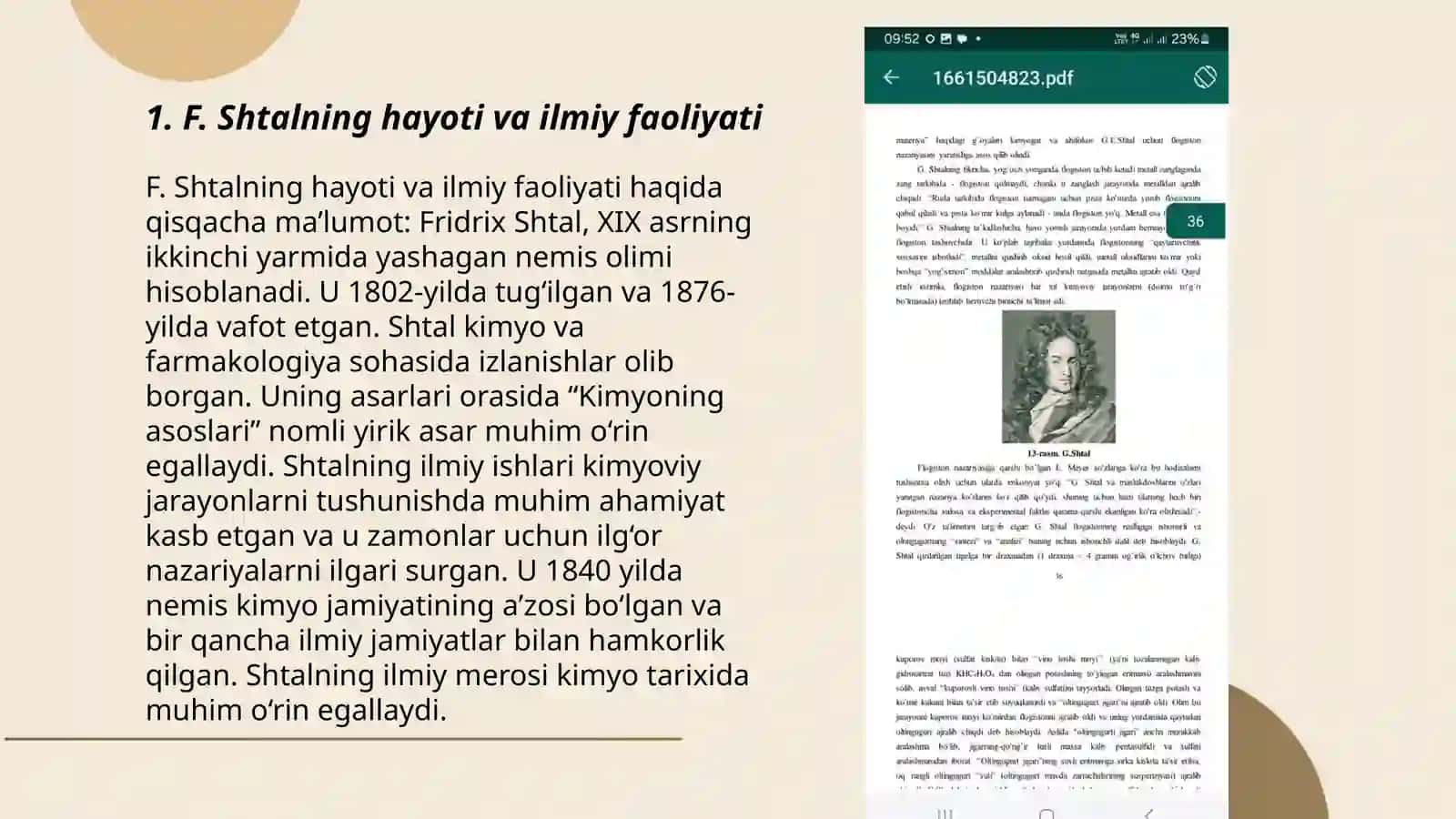 F. Shtal kimyogari haqida ma'limot 3