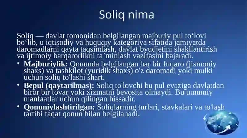 Soliq tizmining asosiy elementlari 3