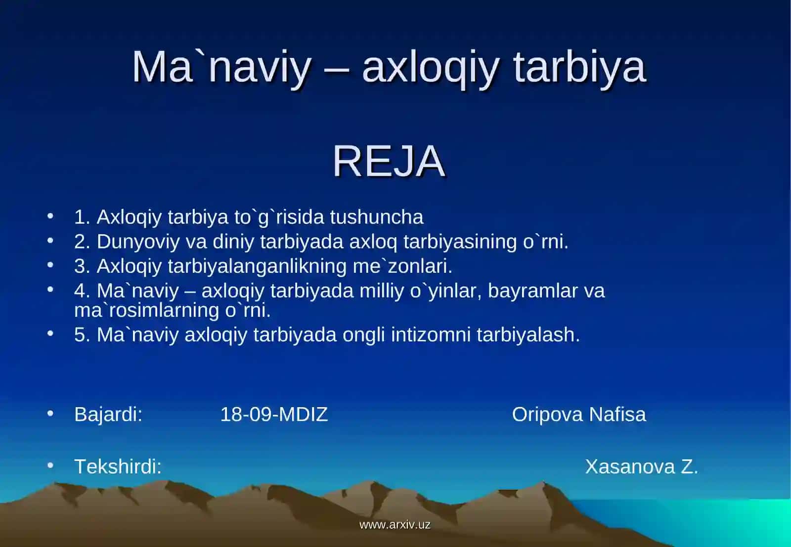 Ma`naviy – axloqiy tarbiya 3