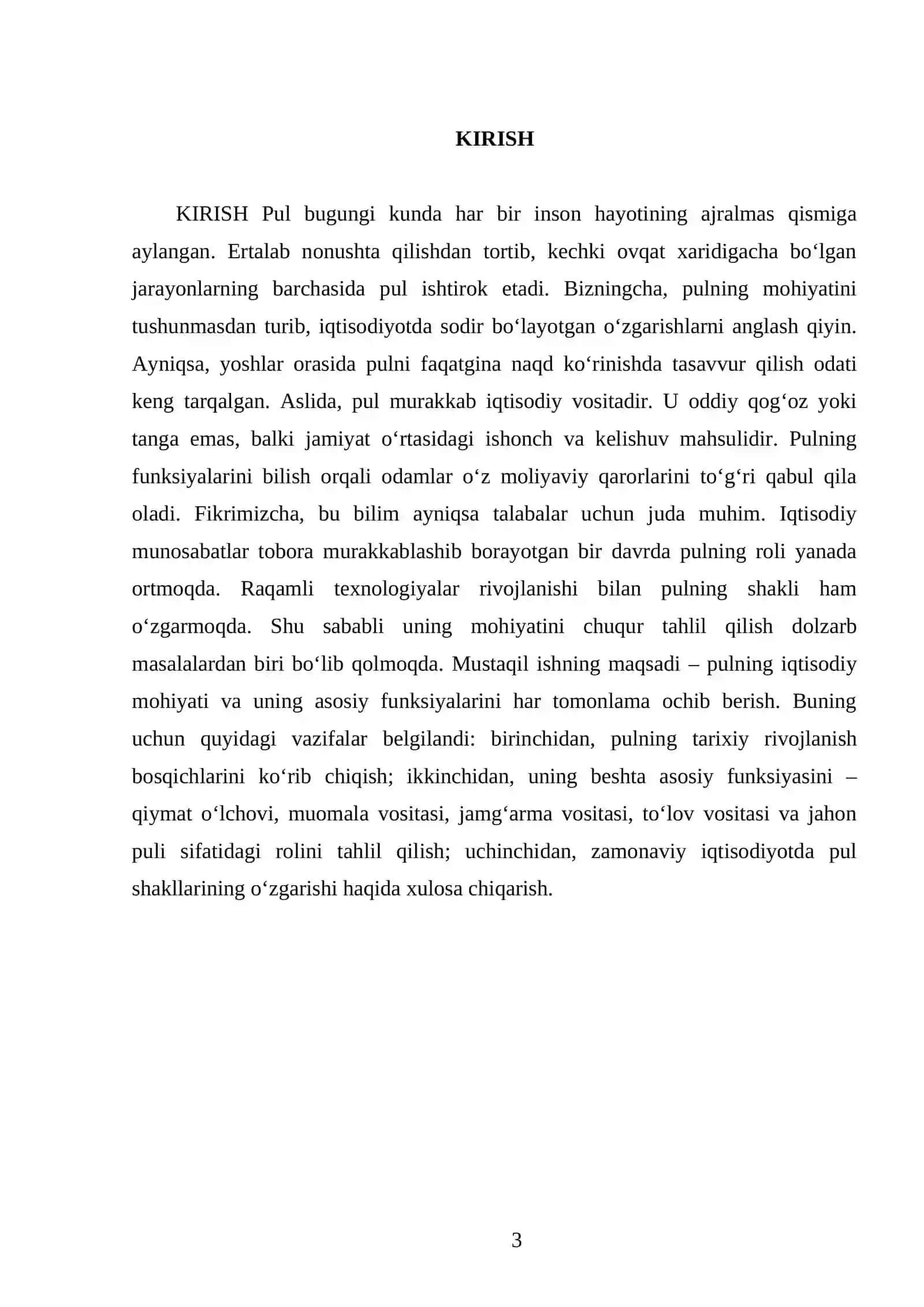 Pulning mohiyati va funksiyalari 3
