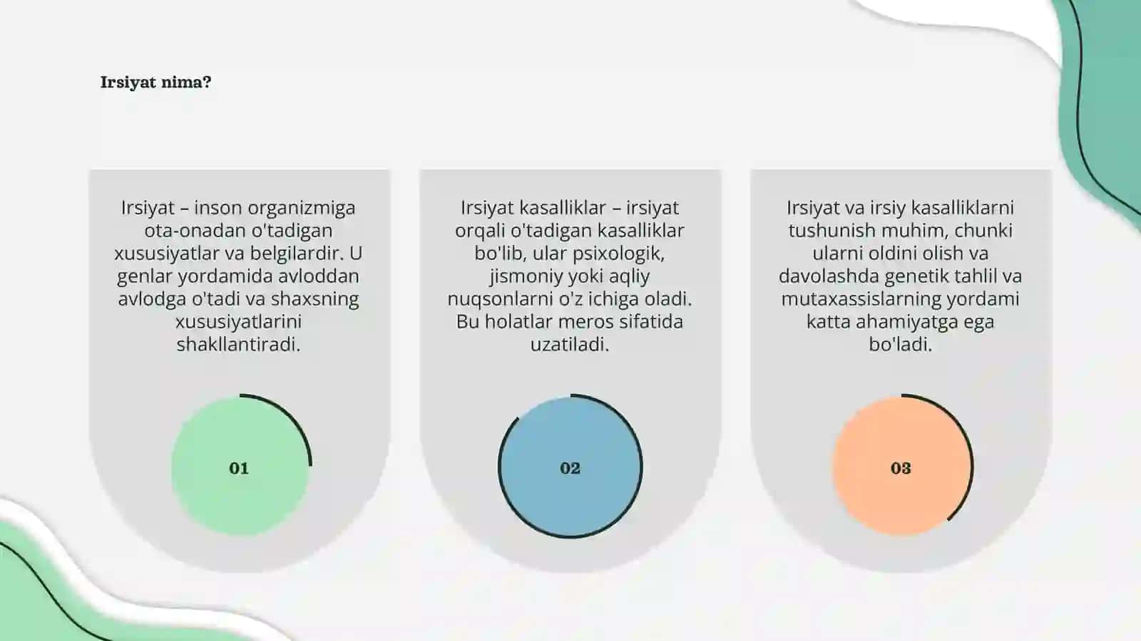 Irsiyat va irsiy kasalliklar 3