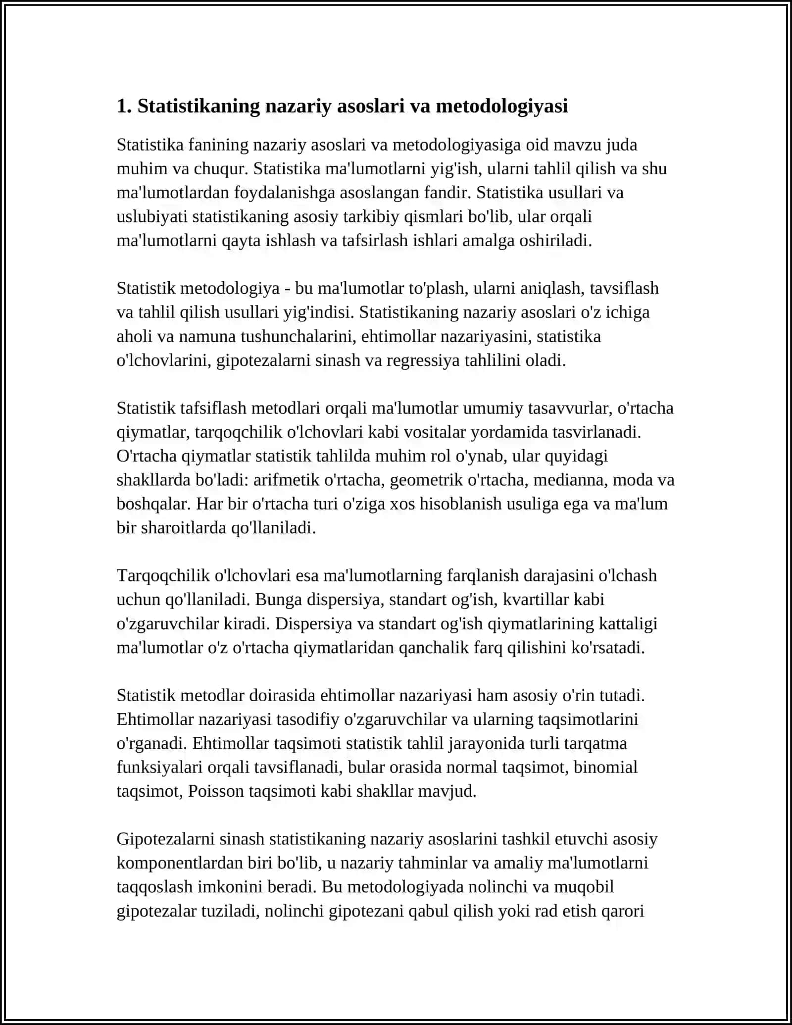 STATISTIKANING USULLARI VA USLUBIYATI 3