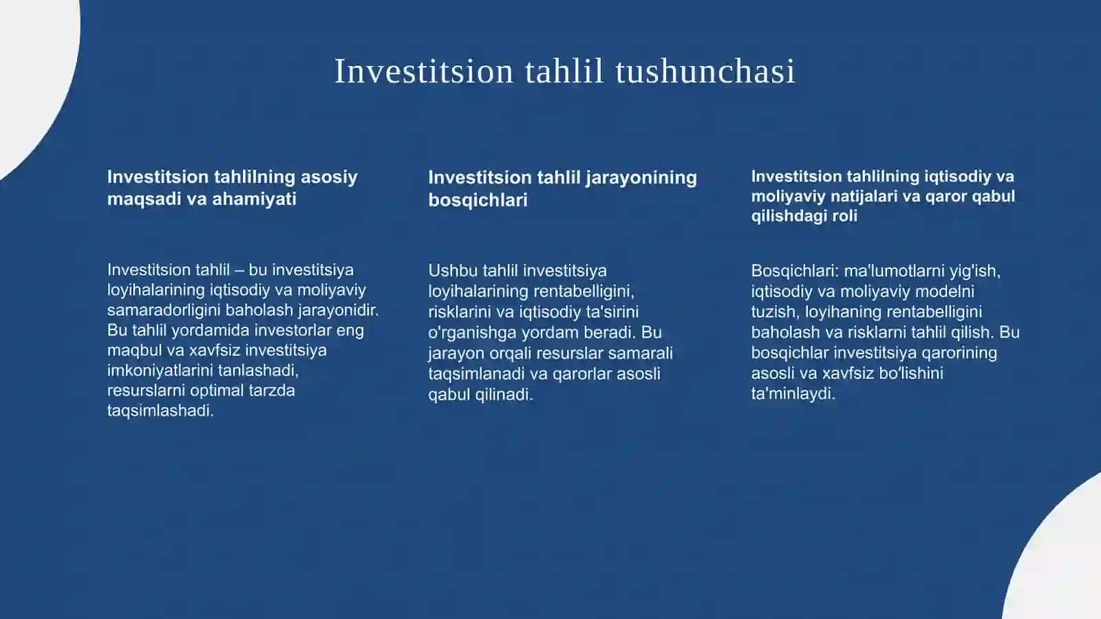 Investitsion tahlil 3