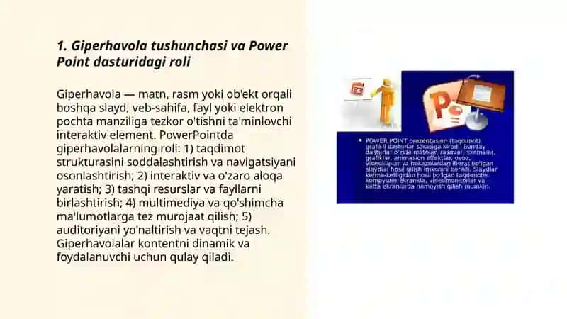 Power Point dasturida giperhavolalar yordamida taqdimot yaratish 3