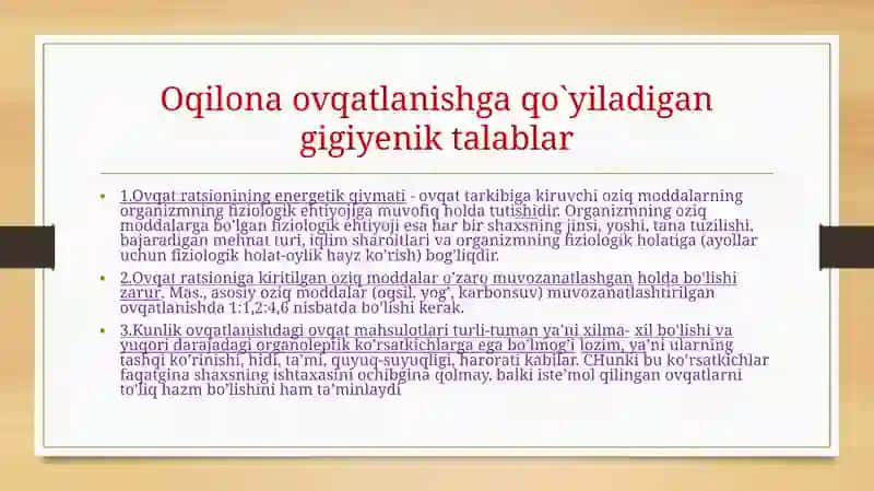 Bemorlarning ovqatlanishi va tashkilotish 3