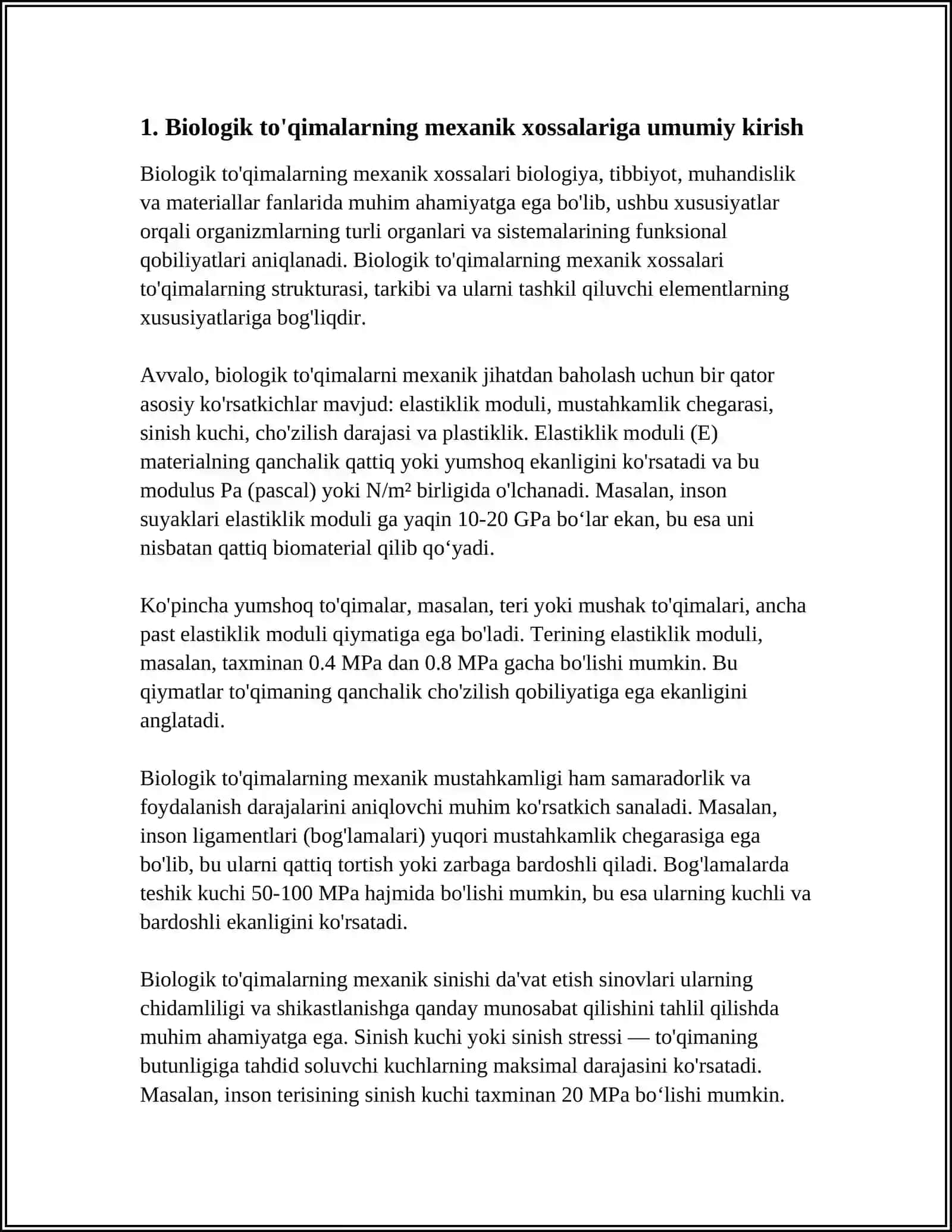 BIOLOGIK TO'QIMALARNING MEXANIK HOSSALARI 3