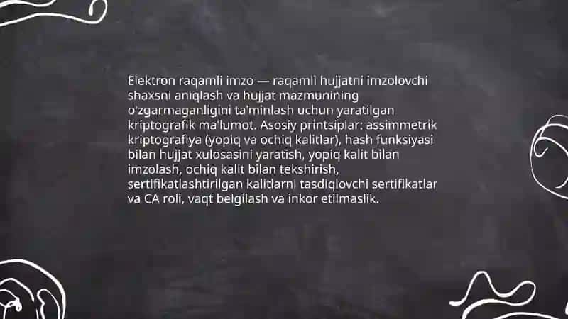 Elektron raqamli imzo va uning ochiq va yopiq kalitlari 3