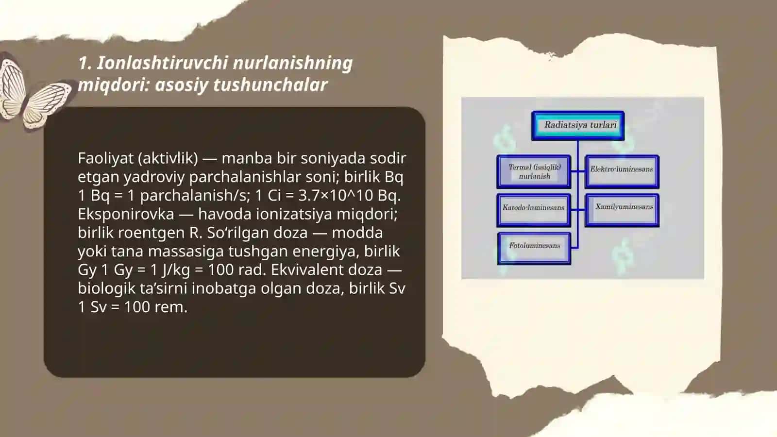 Ionlashtiruvchi nurlanishlarning miqdori va o'lchovi 3
