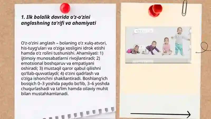 Ilk bolalik davrida oʻz-oʻzini anglash 3