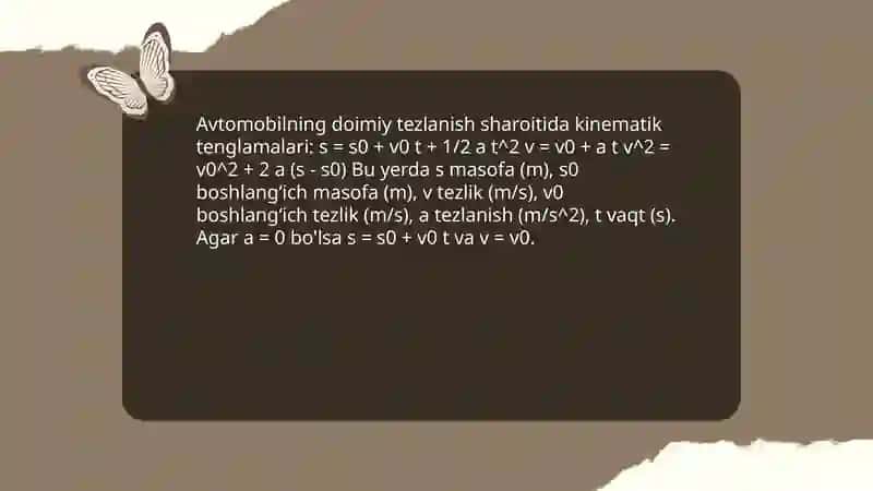 Avtomobil harakatini hisoblash 3