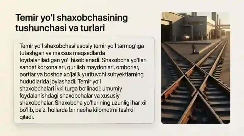 Temir yoʻl shaxobchasini kuzatib chiqish aktini tuzish 3