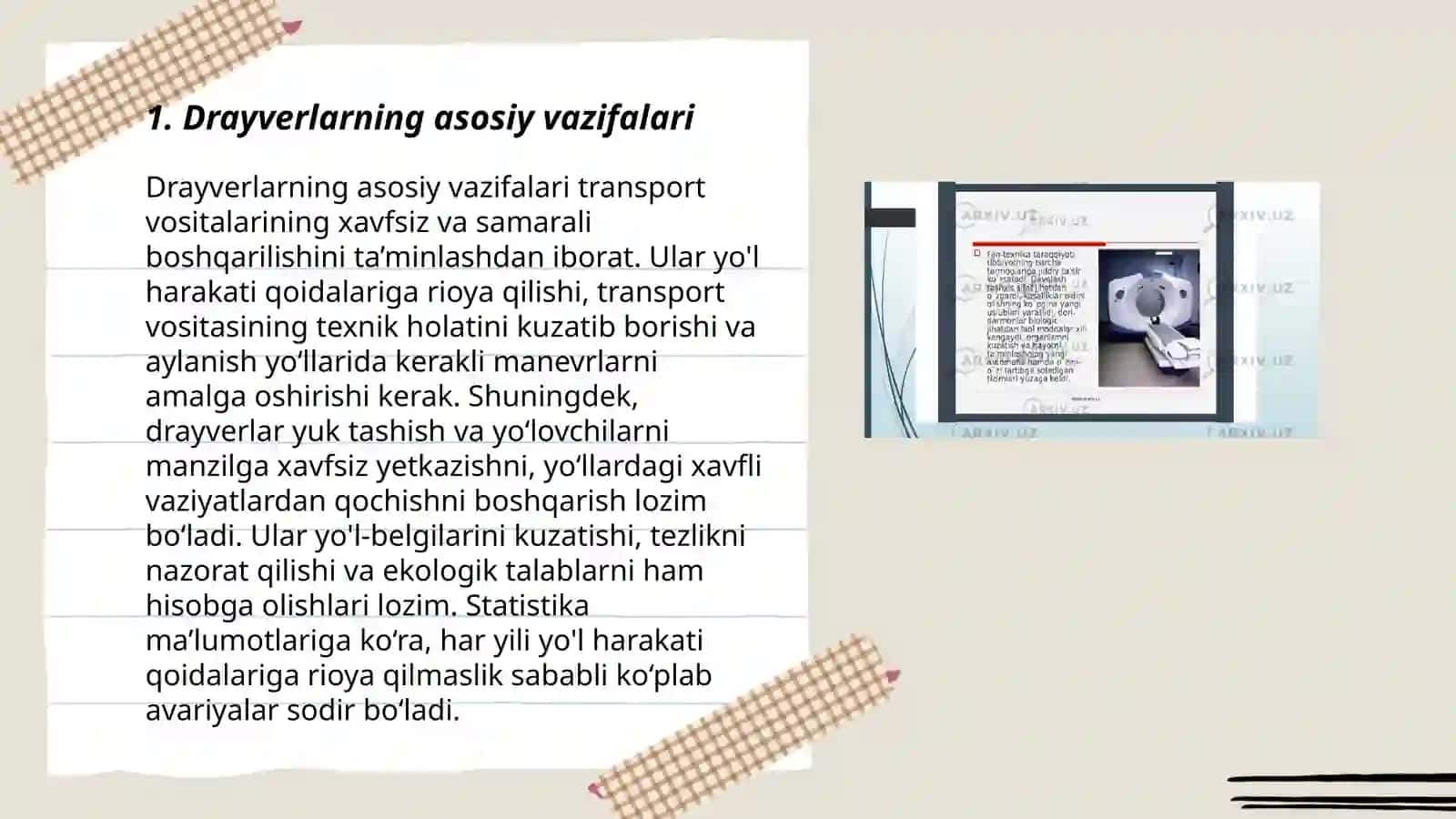 Drayverlarning asosiy vazifalari 3