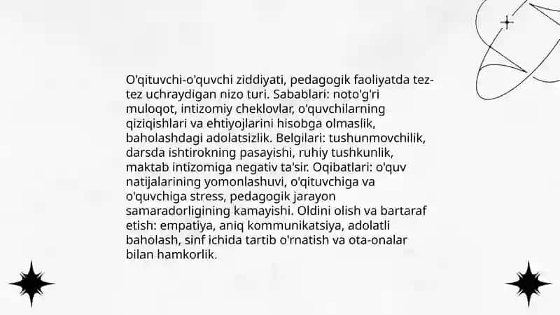 Pedagogik faoliyatda kuzatiladigan nizolar 3