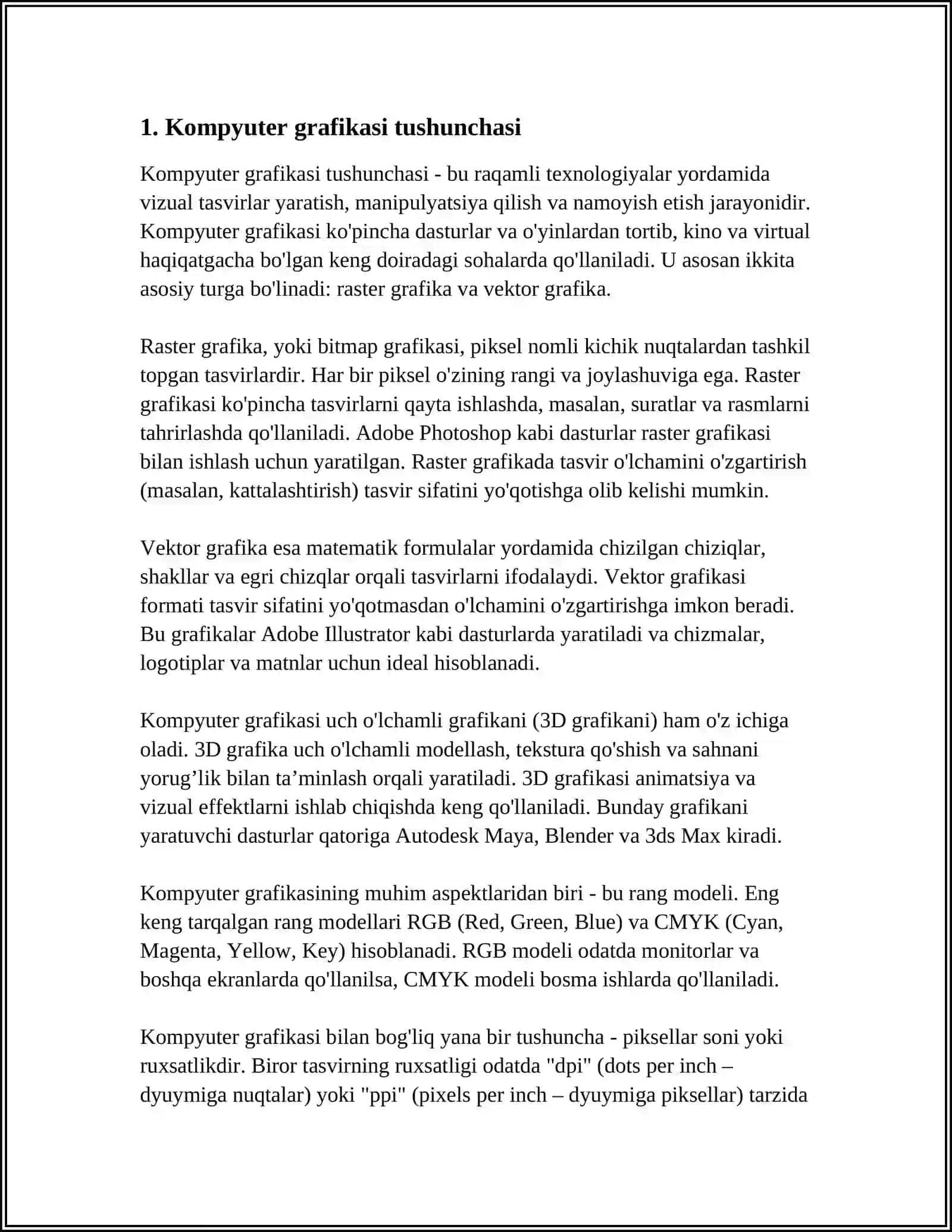 KOMPYUTER GRAFIKASIDAN FOYDALINISH 3