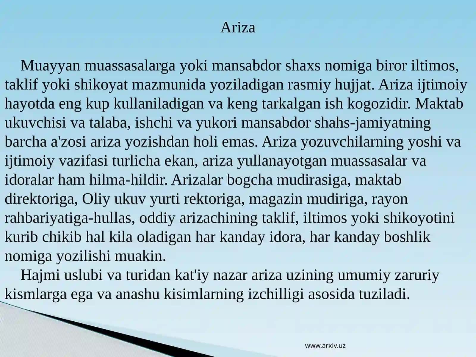 Ariza, bildirshinoma,e'lon va vasiyatnoma 3