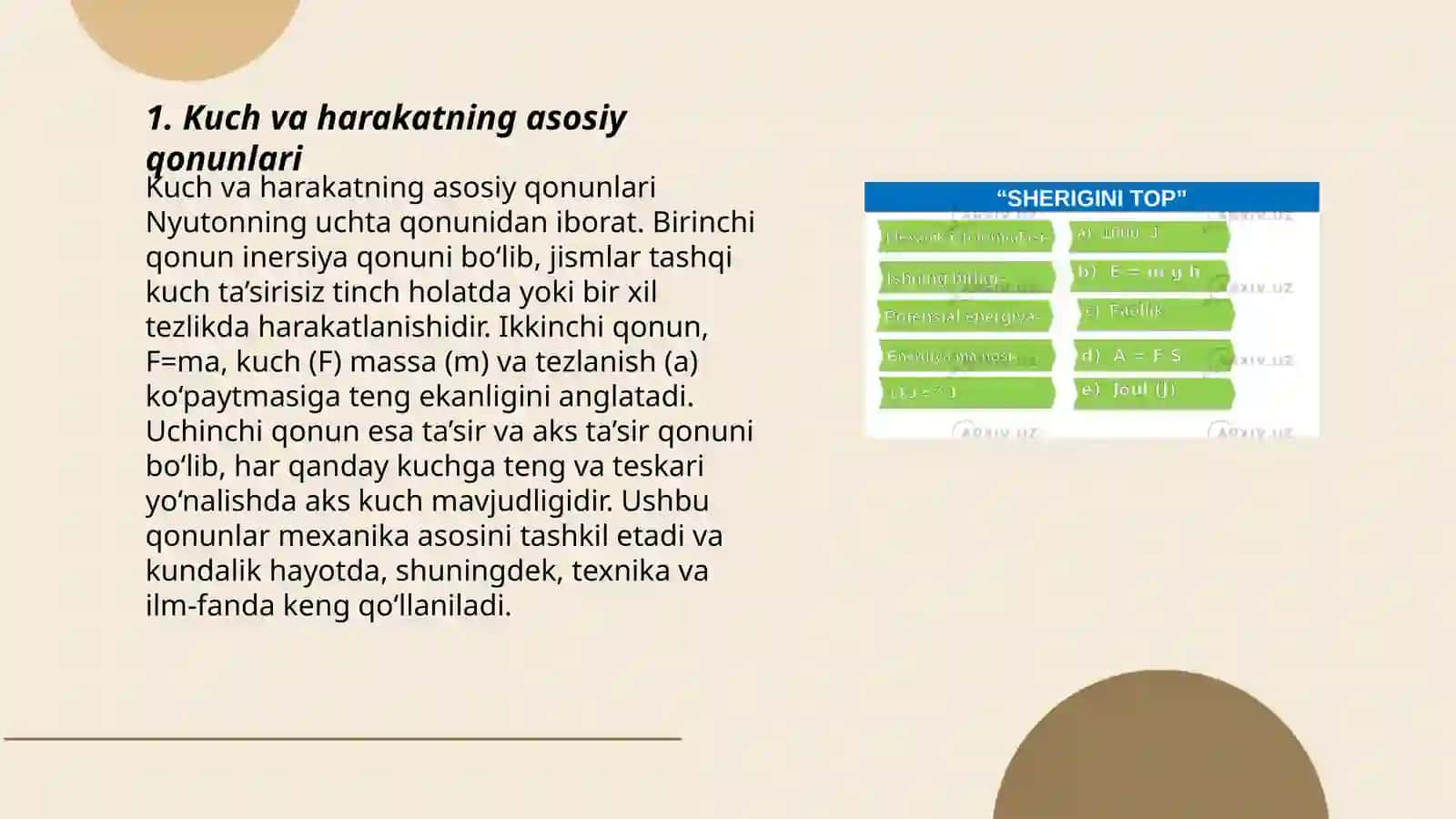 Mexanik ish. Kuchlarning potensial maydoni 3