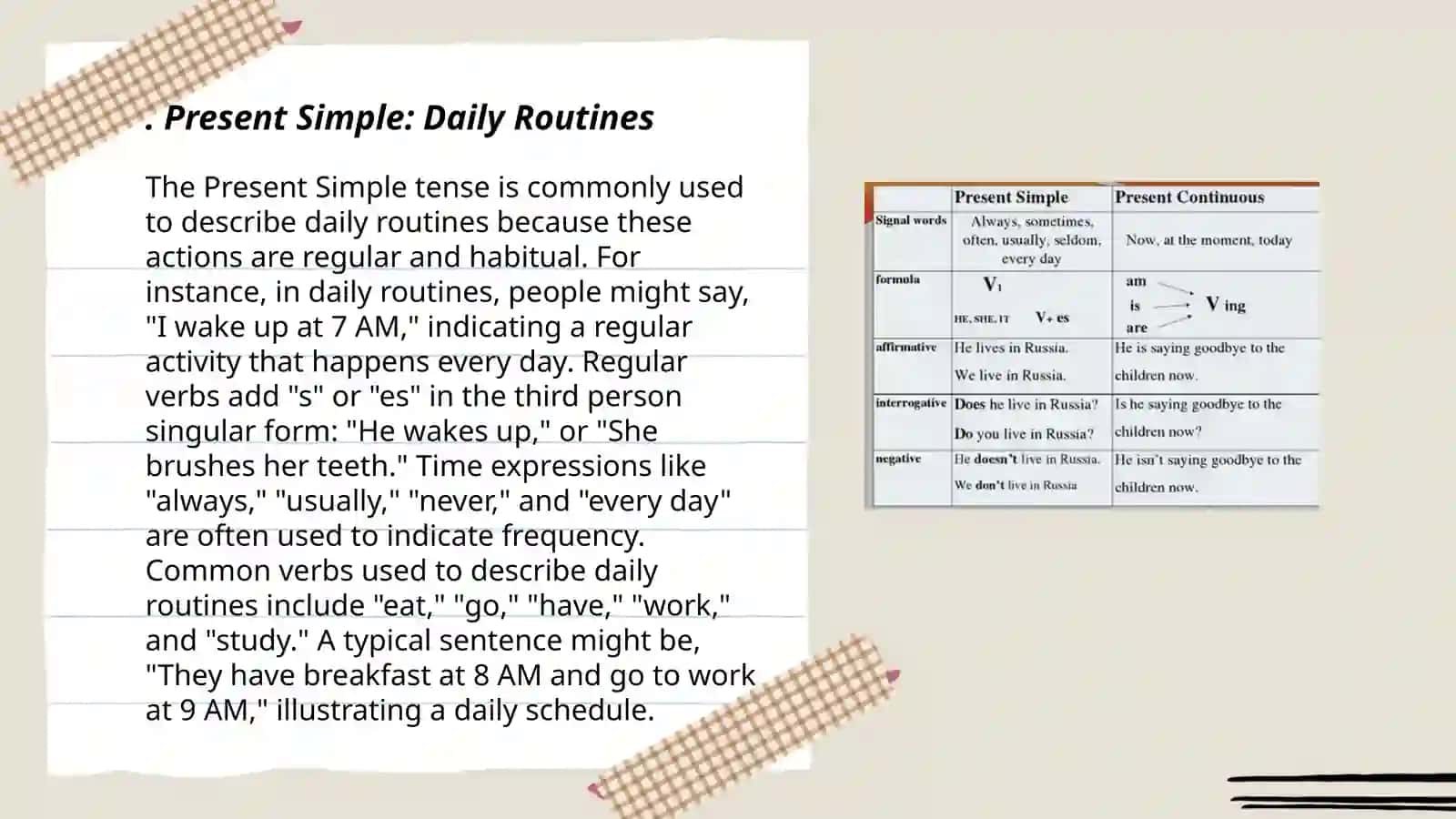 Present Simple. Present continuous 3