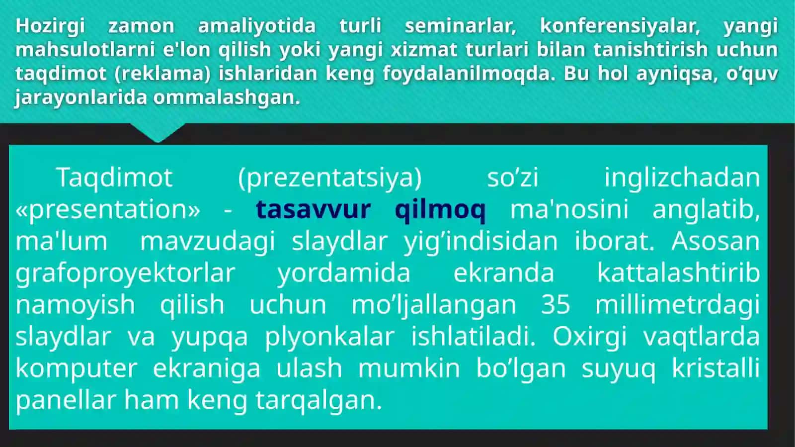 Taqdimotlar ishlab chiqishning zamonaviy dasturlari 3