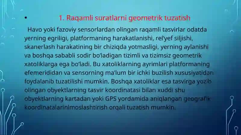 RAQAMLI SURATLARNI GEOMETRIK TUZATISH 3