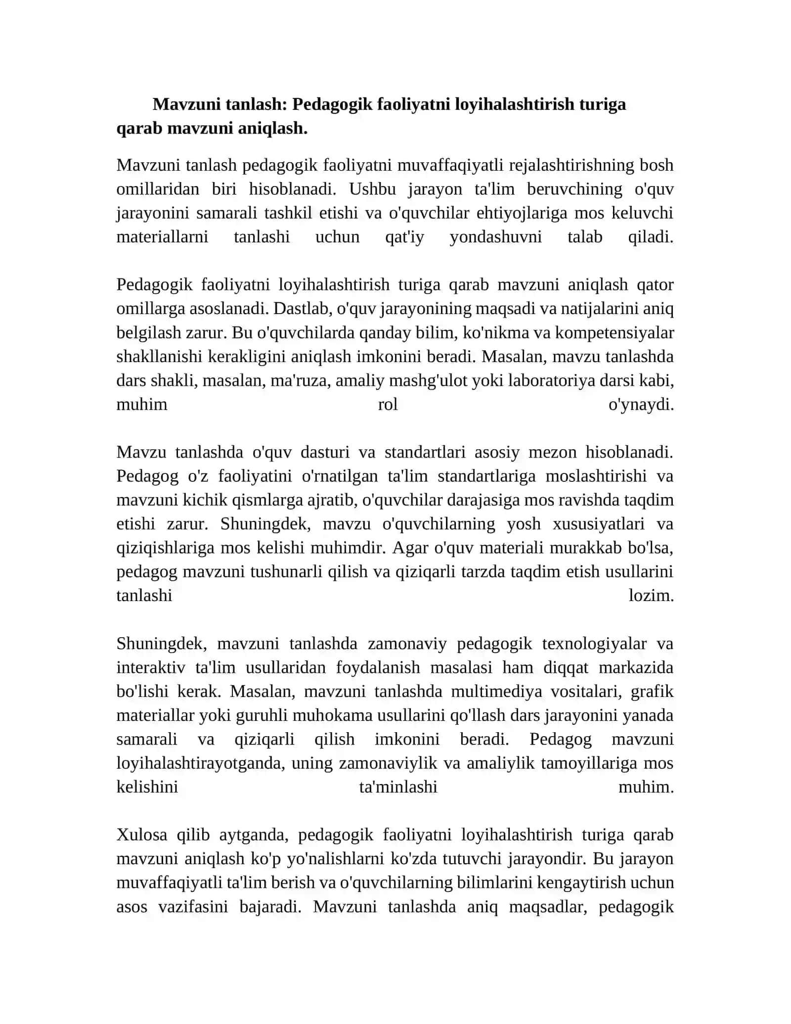 Pedagogik faoliyatni loyihalashtirishturlari 3