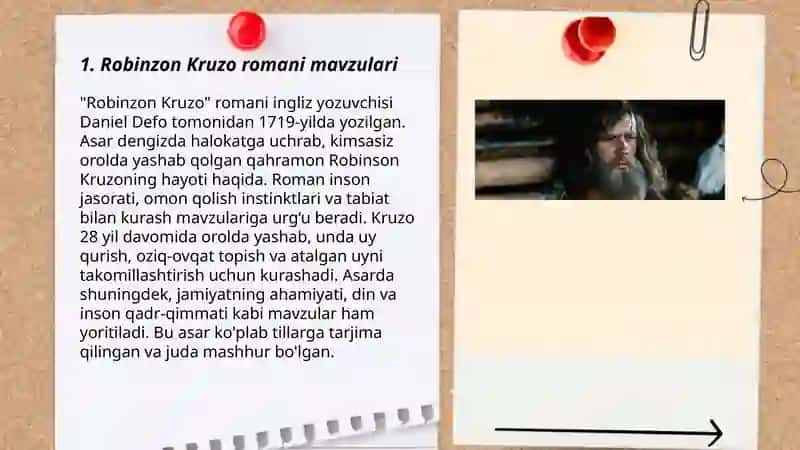 Robinzon Kruzo romani tahlili 3