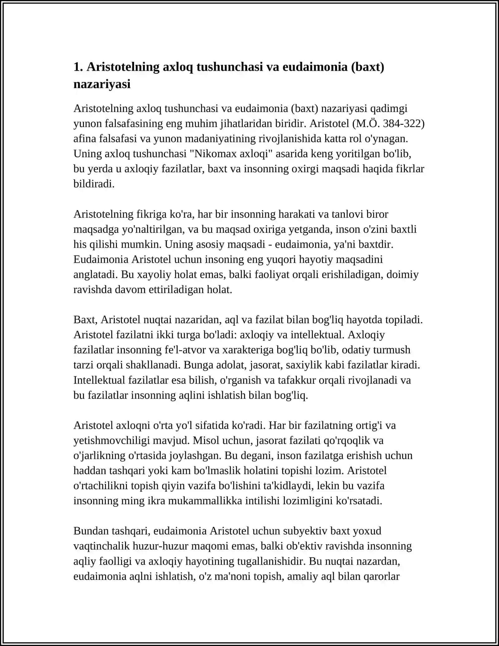 ARISTOTELNING AXLOQIY VA ESTETIK QARASHLARI 3