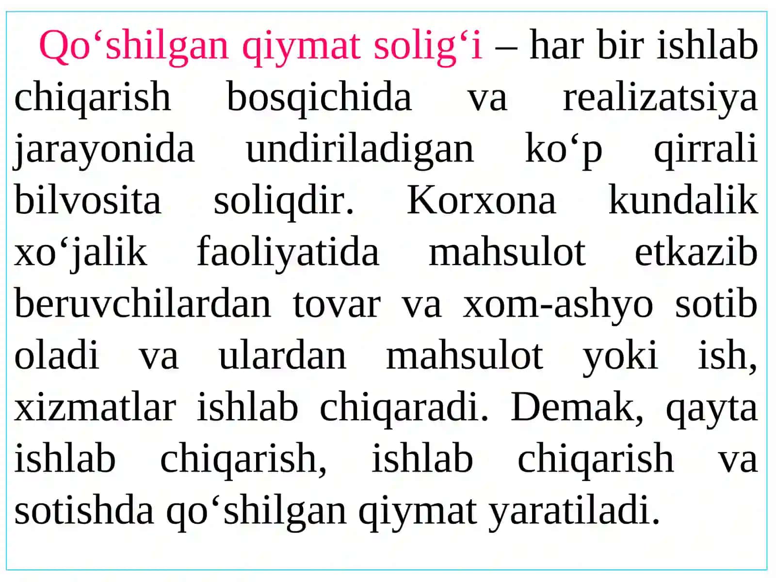 QO’SHILGAN QIYMAT SOLIG’I 3