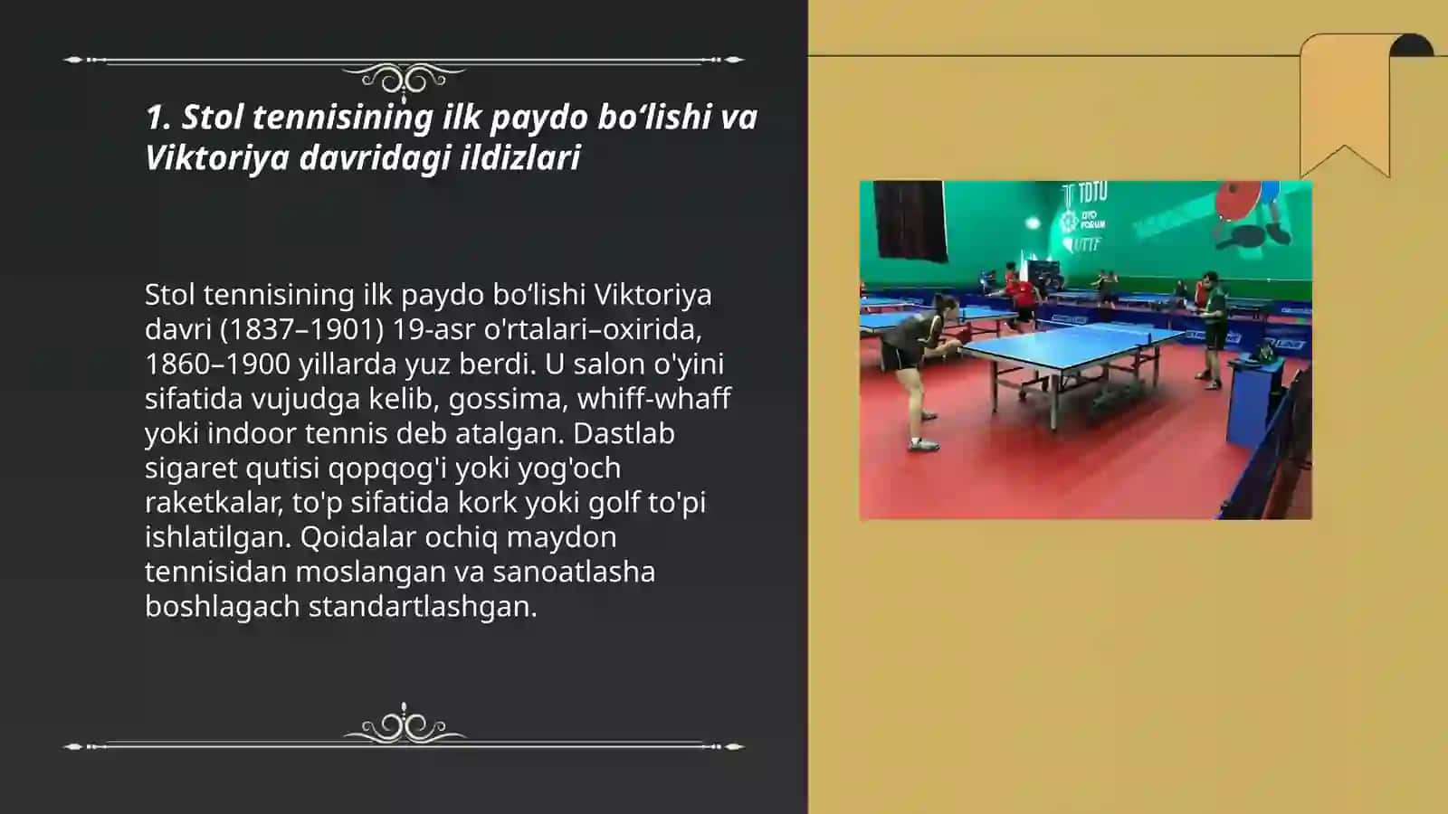 Stol tennisining paydo boʻlishi tarixi va rivojlanishi 3