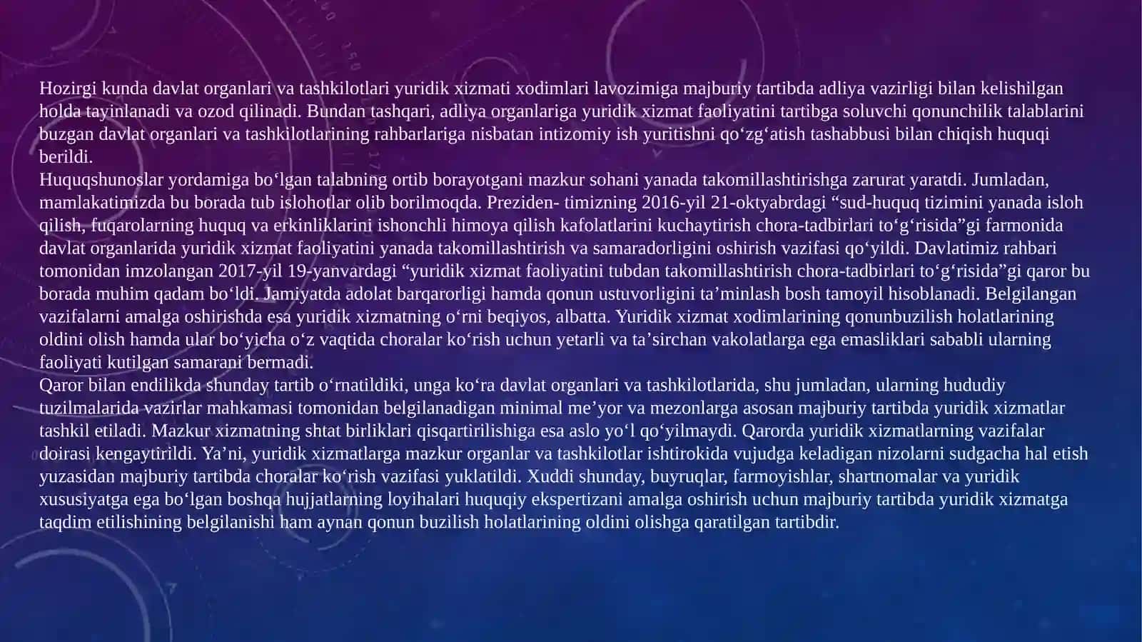 Yuridik xizmatlarning rivojlanishi 3