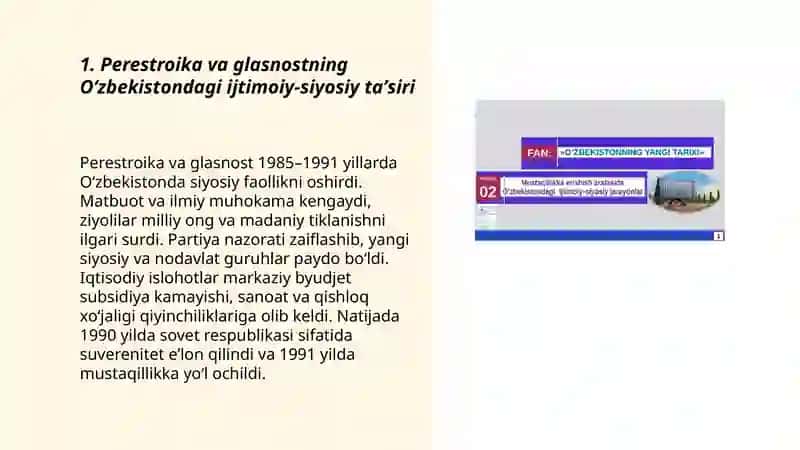 Perestroika va glasnostning Oʻzbekistondagi ijtimoiy-siyosiy taʼsiri 3