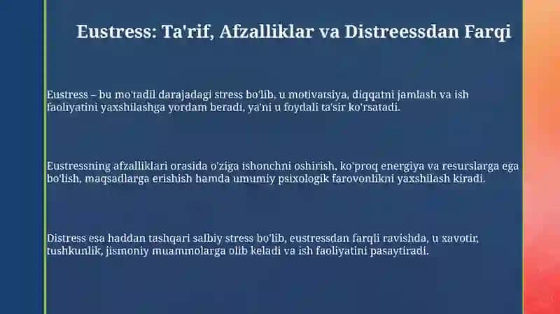 Ijobiy stires va uning turlari 3