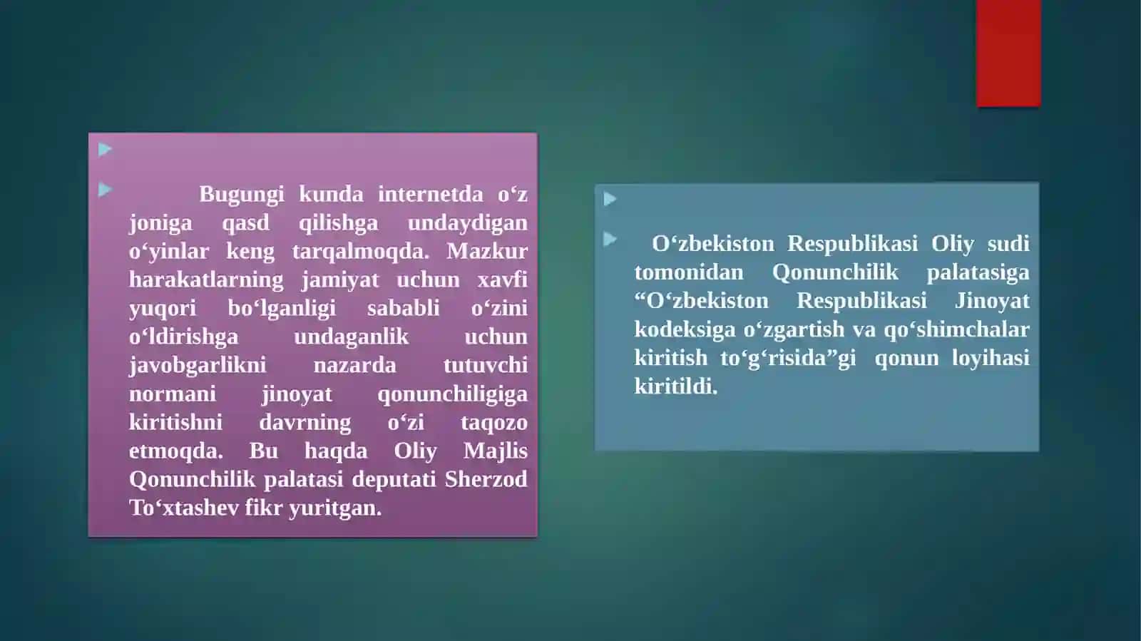 O'ZINI O'ZI O'LDIRISHGA UNDAGANLIK UCHUN JAVOBGARLI MASALASI 3