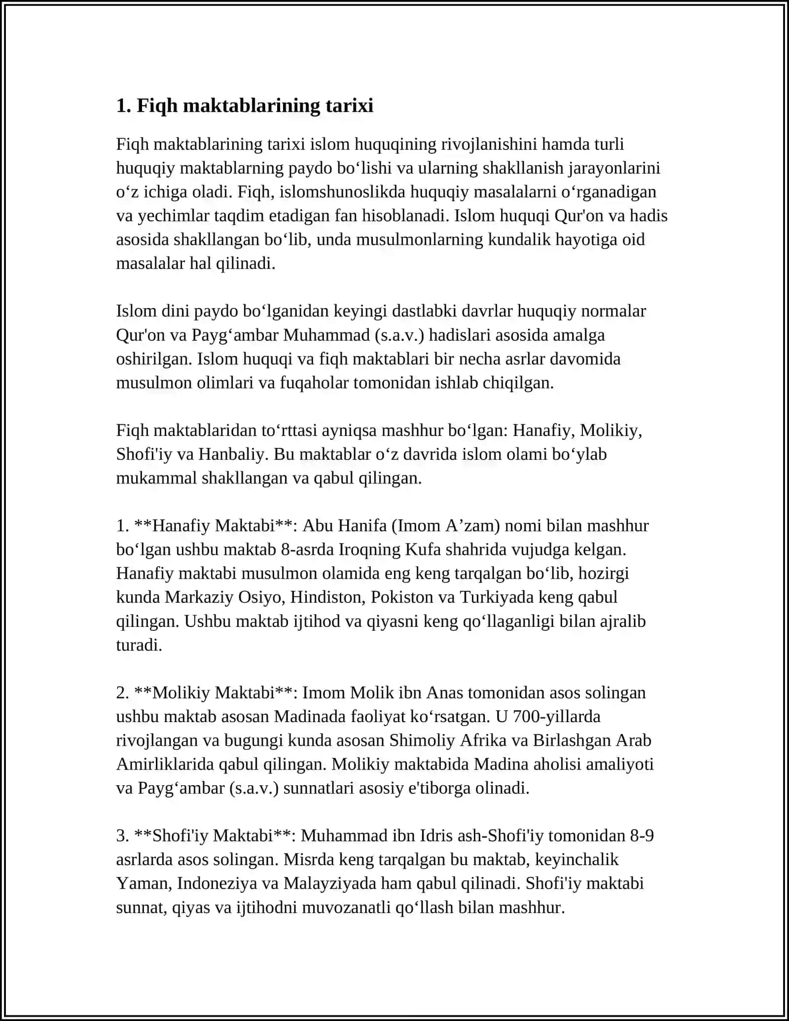 FIQH MAKTABLARINING VUJUDGA KELISHI 3