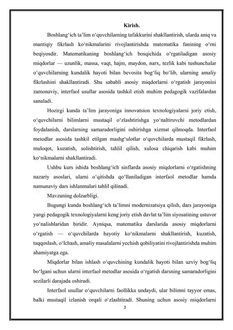 MATEMATIKA O‘QITISH METODIKASI 3