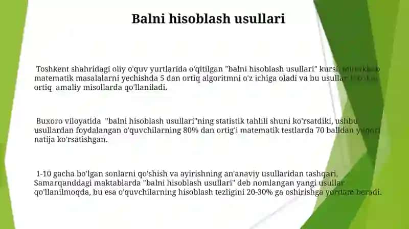 Balni hisoblash usullari kursi 3