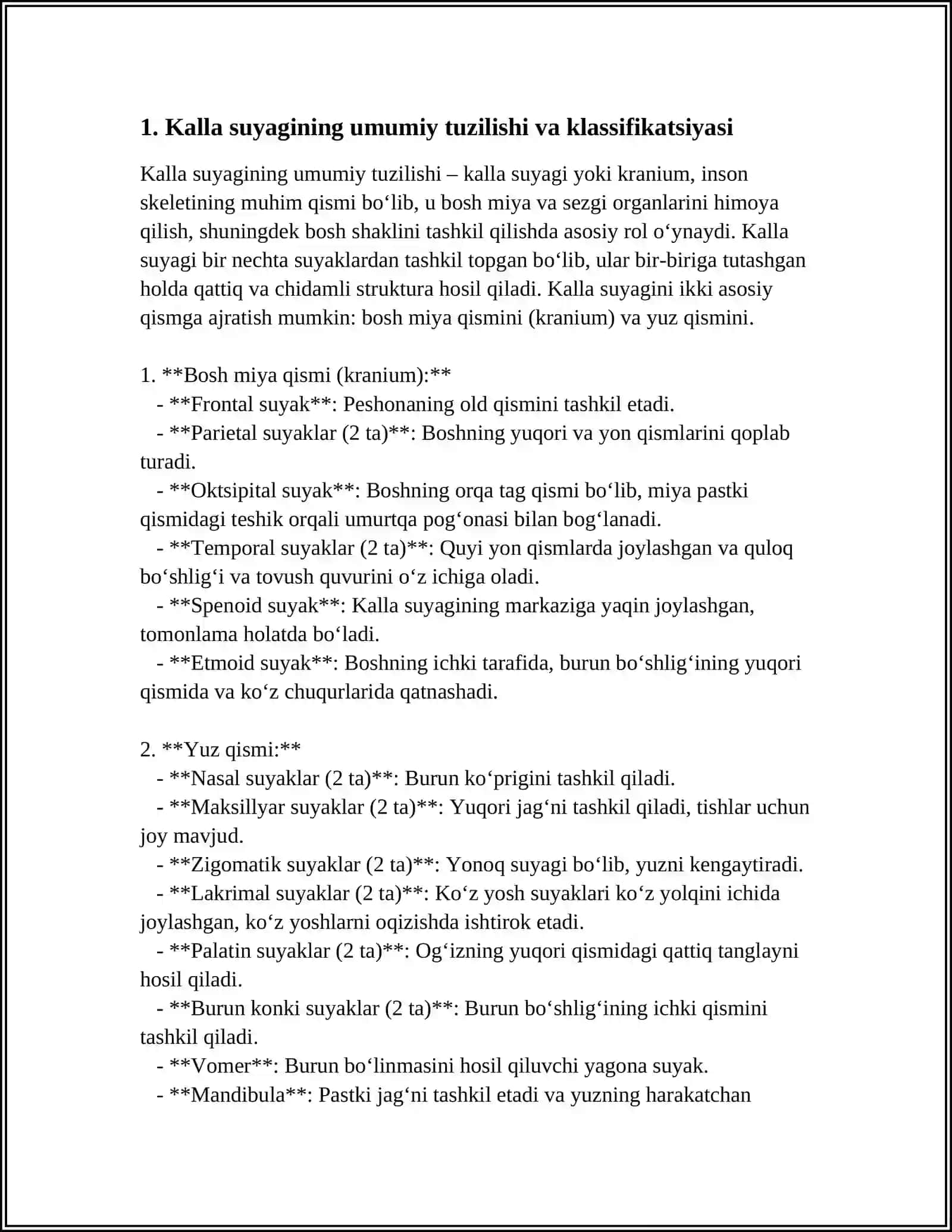 ANATOMIYA KALLA SUYAGI BOYICHA TOLIQ ANIQ MALUMOTLI REFERAT 3